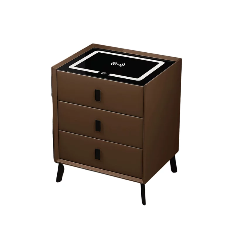 noptiera-inteligenta-cu-incarcare-wireless-iluminare-led-si-3-sertare-culoare-maro-design-modern-din-sticla-si-lemn-2975__w800_h800_c Интелигентно нощно шкафче с безжично зареждане, LED осветление и три чекмеджета – кафяв цвят, модерен дизайн от стъкло и дърво - Image 1