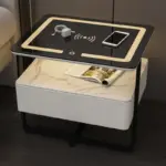 Интелигентно нощно шкафче с безжично зареждане, LED и 1 чекмедже за съхранение-бял цвят - Image 2