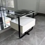 Интелигентно нощно шкафче с безжично зареждане, LED и 1 чекмедже за съхранение-бял цвят - Image 3
