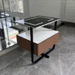Интелигентно нощно шкафче с безжично зареждане, LED и 1 чекмедже за съхранение – цвят кафяв - Image 2