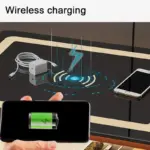 Интелигентно нощно шкафче с безжично зареждане, LED и 1 чекмедже за съхранение – цвят кафяв - Image 6