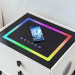 Интелигентно нощно шкафче с безжично зареждане и LED осветление – бял цвят, 2 чекмеджета за съхранение, модерен дизайн – закалено стъкло - Image 3