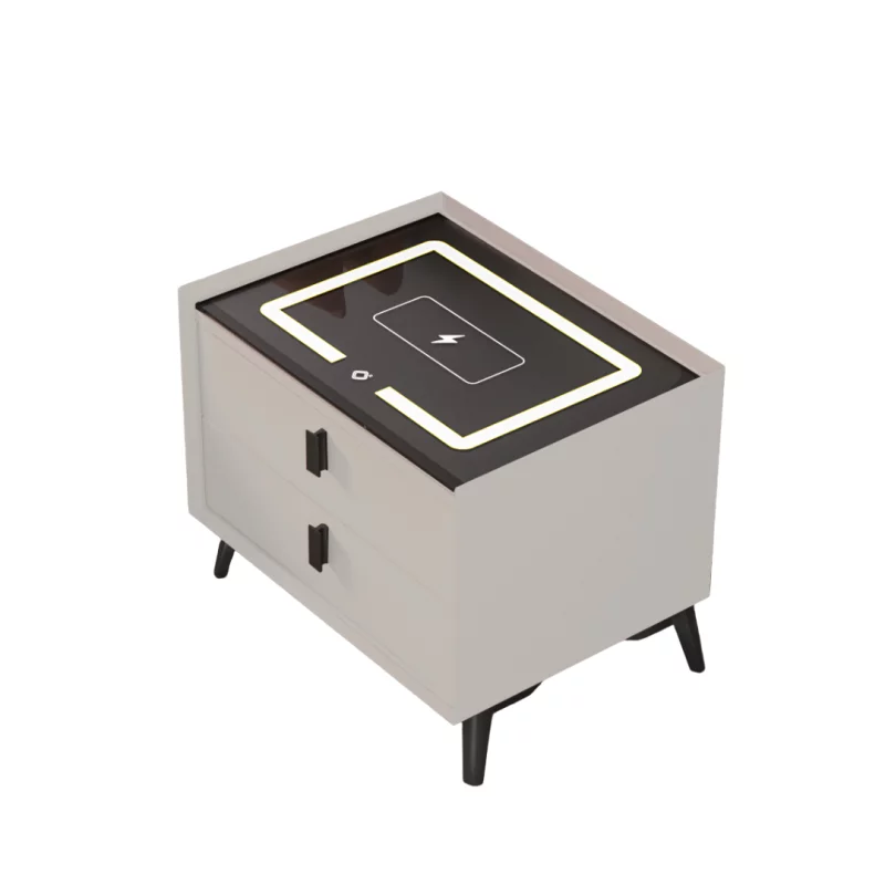 noptiera-inteligenta-cu-incarcare-wireless-si-iluminare-led-culoare-alb-2-sertare-design-modern-din-sticla-si-lemn-3605__w800_h800_c Интелигентно нощно шкафче с безжично зареждане и LED осветление – бял цвят, 2 чекмеджета, модерен дизайн от стъкло и дър - Image 1