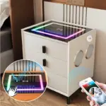 Интелигентно нощно шкафче с безжично зареждане и LED осветление – цвят: бял, 3 чекмеджета за съхранение, Bluetooth високоговорител - Image 2