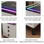 Интелигентно нощно шкафче с безжично зареждане и LED осветление – цвят: бял, 3 чекмеджета за съхранение, Bluetooth високоговорител - Image 4