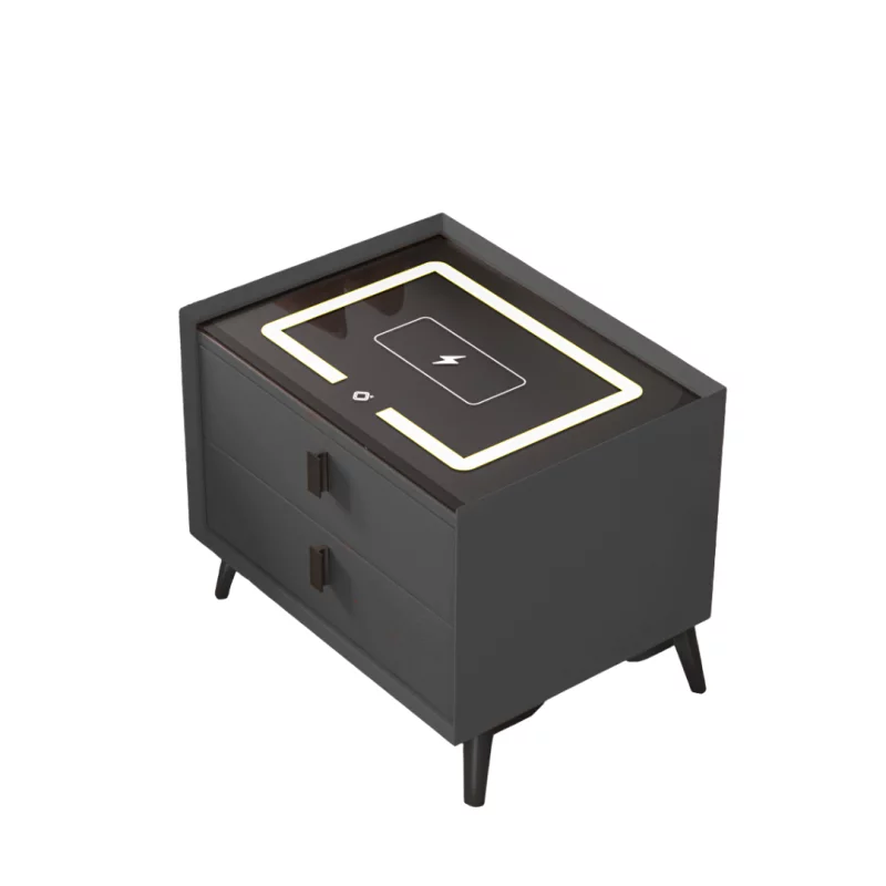 noptiera-inteligenta-cu-incarcare-wireless-si-iluminare-led-culoare-gri-antracit-2-sertare-design-modern-din-sticla-si-lemn-7996__w800_h800_c Интелигентно нощно шкафче с безжично зареждане и LED осветление – антрацитено сиво, 2 чекмеджета, модерен дизайн от стъкло и дърво. - Image 1