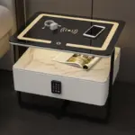 Интелигентно многофункционално нощно шкафче с безжично зареждане, LED и заключващо се чекмедже – бял цвят - Image 2
