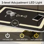 Интелигентно многофункционално нощно шкафче с безжично зареждане, LED и заключващо се чекмедже – бял цвят - Image 3