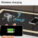 Интелигентно многофункционално нощно шкафче с безжично зареждане, LED и заключващо се чекмедже – бял цвят - Image 4