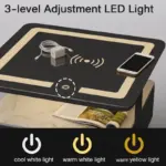 Интелигентно многофункционално нощно шкафче с безжично зареждане, LED и заключващо се чекмедже – антрацитено сиво - Image 4