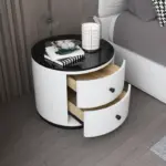 Модерно Многофункционално Нощно Шкафче с Безжично Зареждане, LED Осветление и Система за Сигурност с Пръстов Отпечатък – БЯЛ - Image 3