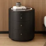 Модерно мултифункционално нощно шкафче с безжично зареждане, RGB LED и заключване с пръстов отпечатък – ЧЕРНО - Image 2
