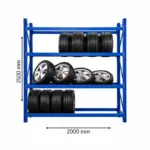 Професионален стелаж за съхранение на гуми H2500xL2000xL600, 800 кг, син – РАЗПЕЧАТАН ПРОДУКТ! - Image 3