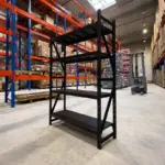 Професионален складов стелаж – 1200 × 400 × 2000 мм – 100 кг/ниво – черен - Image 4