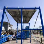 Подвижно скеле – синьо – от стомана, H3400 × L1800 × W1219 мм, с 4 комплекта диагонали и 2 платформи - Image 4