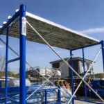 Подвижно скеле – синьо – от стомана, H5100 × L1800 × W1219 мм, с 6 комплекта диагонали и 3 платформи - Image 4