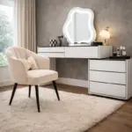 Комплект AURORA & PEARL – тоалетка с LED огледало и удобен стол 100x40x120 - Image 4
