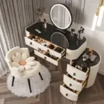 Комплект BELLA & ROSALIE – тоалетка с LED огледало и удобен стол 120x40x120 - Image 2