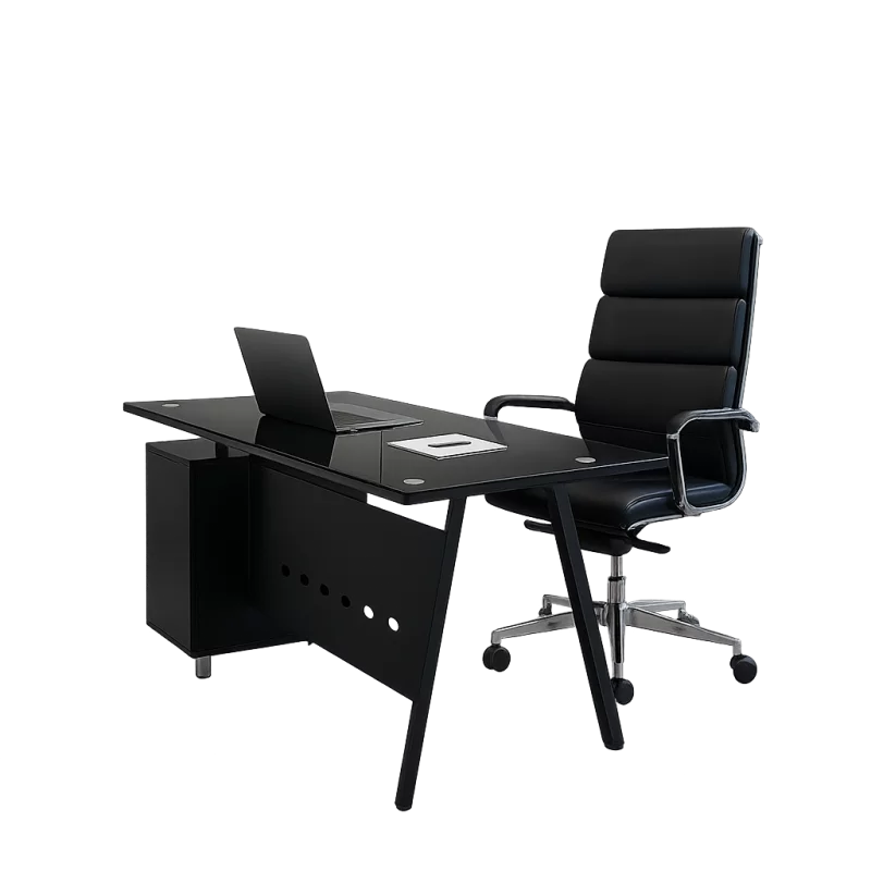 set-birou-cu-blat-din-sticla-cu-dulap-lateral-fix-si-scaun-ergonomic-reglabil-din-piele-ecologica-design-modern-si-elegant-calitate-premium-6671__w800_h800_c Комплект Venus & Noir – Бюро със стъклен плот, фиксиран страничен шкаф и ергономичен, регулируем офис стол от еко кожа - Image 1