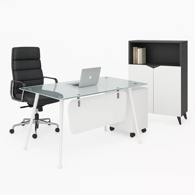 set-complet-birou-scaun-si-comoda-de-o-calitate-inalta-eficienta-maxima-si-design-modern-3508__w800_h800_c Комплект Glassy & Qualia – Бюро със стъклен плот, ергономичен стол и шкаф за съхранение - Image 1