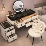 Комплект ISABELLA & ROSALIE – тоалетка за грим с LED огледало и удобен стол, 100x40x120 см - Image 3