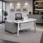 Комплект Velaris & FlexiPro – Бюро със страничен шкаф и ергономичен офис стол с мрежеста облегалка - Image 3
