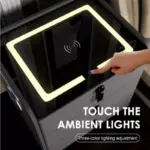 Интелигентно нощно шкафче с безжично зареждане, LED осветление, 3 чекмеджета, USB и Type-C порт, Bluetooth високоговорител и заключване с пръстов отпечатък – бял цвят, модерен дизайн от стъкло и дърво. - Image 5
