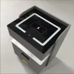 Интелигентно нощно шкафче с безжично зареждане, LED осветление, 3 чекмеджета за съхранение, сензор за нощна светлина, Bluetooth високоговорител и биометрично заключване – антрацитносив цвят, модерен дизайн от стъкло и дърво - Image 3