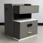 Интелигентно нощно шкафче с безжично зареждане, LED осветление, 3 чекмеджета за съхранение, сензор за нощна светлина, Bluetooth високоговорител и биометрично заключване – антрацитносив цвят, модерен дизайн от стъкло и дърво - Image 4