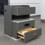 Интелигентно нощно шкафче с безжично зареждане, LED осветление, 3 чекмеджета за съхранение, сензор за нощна светлина, Bluetooth високоговорител и биометрично заключване – антрацитносив цвят, модерен дизайн от стъкло и дърво - Image 5