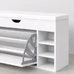 Шкаф за обувки с пейка – Модерен и елегантен дизайн, 100x34x50 см, бял цвят, практично решение за организация - Image 5