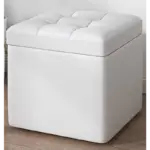 Табуретка с място за съхранение, 30x30x35см, Бяла – Модерен дизайн от MDF, плат и гъба - Image 2