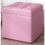 Табуретка с място за съхранение, 30x30x35см, розова – Модерен дизайн от MDF, плат и гъба - Image 2