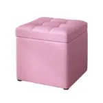 Табуретка с място за съхранение, 30x30x35см, розова – Модерен дизайн от MDF, плат и гъба