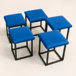 Многофункционален 5 в 1 табурет от кадифе – син цвят - Image 5