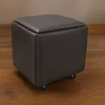 Многофункционален табурет 5 в 1 от PU и латекс – сив - Image 2