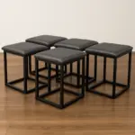 Многофункционален табурет 5 в 1 от PU и латекс – сив - Image 4