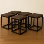 Многофункционален табурет 5 в 1 от PU и латекс – кафяв - Image 4