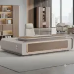 Директорско бюро Noblesse – В1270 x Д2000 x Ш2600 мм, с LED осветление и странична секция - Image 2