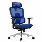 Ергономичен стол Ergo Breeze, с 4D облегалка за глава и синхронен механизъм - W720×D665×H1200-1260mm, синьо