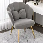 Стол PEARL - извит дизайн, тапициран с текстил, метални крака, сиво - Image 2