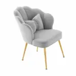 Стол PEARL - извит дизайн, тапициран с текстил, метални крака, сиво - Image 3