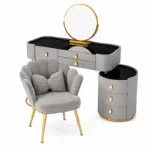 Комплект BELLA & PEARL - тоалетка за грим 80x40x120 и стол, сиво
