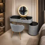 Комплект BELLA & PEARL - тоалетка за грим 100x40x120 и стол, сиво - Image 3